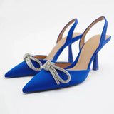 ZAR 2022 Summer Leopard Pumps for Women Fashion Ponited Toe Rhinestone Interchangeable Strap Party Heels Feminine Vintage