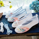 Zingj Shoes Antique Shoes Embroidered Mesh Yarn Single Shoes Round Head Hollow Flat Embroidered Shoes