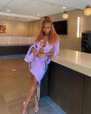 Mesh See Through Mini Dress Women Solid Long Sleeve Hollow Out Bodycon Dresses 2022 Summer Sexy Night Club Party