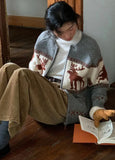 Reindeer Print Knitted Cardigan- Outfit
