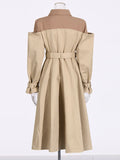 Temperament British Windwear Woman 2025 Summer New Splicing Color Design Fake Two Suit Collar Coat