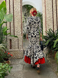 Round Neck Long Sleeve Print Maxi Dress Women Chic Bohemian Slim Fit Long Robes 2024 Fashion Lady Party Evening