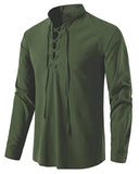 Men's New Men's Cotton Henley Shirt Long Sleeve Hipple Leisure Beach Ripple Ragged