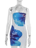 Sequin Printed Halter Mini Dress- Outfit