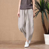 Cotton Wide Leg Pants Women 2025 Summer New Loose Large Size Linen Nine Casual Pants Outside