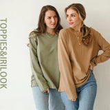 Woman Long Sleeve T-shirts Crew Neck Tops Tees Solid Color Cotton Clothes 2021Spring Fashion