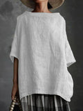 Summer Cotton Linen Solid Color Loose