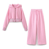 New Hooded Short Sweater 8417304 Loose Flannelette Jogging Trousers 8417303