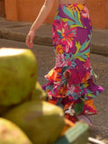 Pieces Summer Dress For Women 2023 Floral Printed Sling Long Dresses Ruffled Slim Vestidos Sleeveless Pink Party Robes