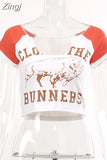 Fashion Letter Printed Short Sleeve Vintage Crop Top 2023 Summer Women Sexy Skinny T Shirt Female Streetwear Tee