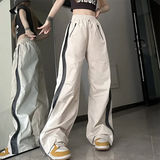 Side Zip Up Contrasting Straight Leg SweatpantsOutfit