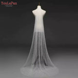 YouLaPan V05 Elegant Wedding Veil for Bridal Romantic Scattered Pearls Marries 5 Meters Bridal Veil Cathedral Wedding Veil