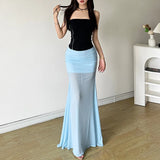 Summer New Women's Hottie Pure Wind High-Waist Net Yarn Half-Dress Temperament Fishtail
