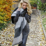 Large Scarves Women Long Cashmere Winter Wool Blend Soft Warm Plaid Scarf Femme Wrap Shawl Plaid Scarf Thick