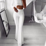 Autumn Solid Elegant Female Lady Women's Palazzo Flared Wide Killer Legs Pants High Waist OL Ladies Career Long
