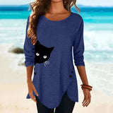 Women Casual Long Sleeve O Neck Button Irregular T Shirt Spring Vintage Loose Shirt Oversize 2XL Tee Shirt Oversized Tops