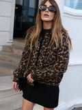 Women Leopard Print Wool Fleece Coat Long Sleeve O Neck Warm Female Jacket 2023 Autumn Fashion Lady Streetwear