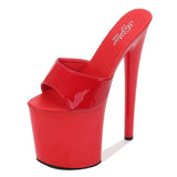 Zingj Patent Leather 17Cm20cm High Heels Heel Sexy Waterproof Platform Hate Day High Slippers Female