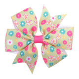 Printed Flower Hair Bows With Clip For Baby Girls Grosgrain Ribbon Boutique Hair Clip Barrettes Hair Accessories