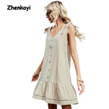 2022 New Women's Spring and Summer Single-breasted Button Vest Straps Bow Backless V-neck Ladies