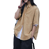 Zingj Overalls Short-Sleeved Shirt Female Fashion Brand Bf Lazy Wind Loose Casual Versatile Coat Shirt Half Sleeve