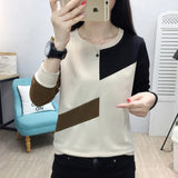 Long Sleeve White T Shirt Women Patchwork Vintage Loose Basic Tshirt Korean Style Streetwear T-shirt Autumn Winter