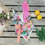 Sexy One Piece Swimsuit Women Swimwear Floral Print Bodysuit Summer Beach Bathing Suit Monokini Swimsuit