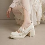 Zingj Women 2024 Spring And Autumn New British Wind Mary Jane Women's Shoes Bow Thick With Gentle Shallow Single Shoes Women-Outfit