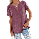 Zingj And Summer New Top V-Neck Short-Sleeved Pocket Loose T-Shirt Women-Outfit