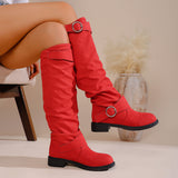Fashion Autumn And Winter New Women Folded Western Cowboy Round Head Mid-Clinity Women's