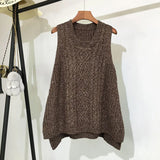 And Winter Clothing Thick Wool Vest Female Knitted Vest Loose Large Size Round Neck In The Long Section Of The Wild