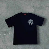 Trendy Retro Print Round-Neck Short-Sleeved Men's Loose Cotton Free-Fitting Hiphop Pants Couple
