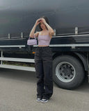 Cargo Pants Baggy Jeans Women Fashion 90s Streetwear Y2k Pockets Wide Leg High Waist Straight Denim Trousers