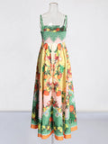 Spring 2025 New Fashion Sexy Plant-Print Design Smeared Slings Long Dress Dress Dress Dress