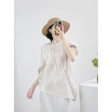 Folds 2025 Summer Design Pure Color Irregular High-End Feel Top Dress Casual T-Shirt