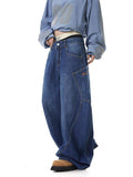 Zingj Design Sense Large Pocket Culass Jeans Men And Women's Autumn New Loose Wide Leg Embroidered Floor