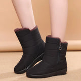 Zingj And Winter Middle Boots And Velvet Warm Waterproof Snow Boots Female Students Short Boots Mother Cotton Shoes-Outfit