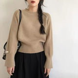 Zingj Color Sweater Women's 2024 New Autumn Winter With Thick High Waist Short Fashion High Texture Knitting Women-Outfit