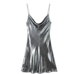 Women's Clothing 2025 Winter New Fashion Banquet Bright Metal Collar Short Sling