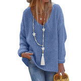 Pullover Sweater V-neck Long-sleeved Knitted