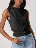 New Knitted Top Women's Sexy Sleeveless Outer Button Vest