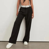 Zingj 2023 New Solid Color Fashion Show Thin Casual Pants Niche Design Sense Drag Floor Suit Pants-Outfit