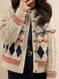 Knitted Design Buttoned Cardigan- Outfit