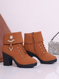 Size 2025 Autumn And Winter New High-Sc Coarse And Short Boots Women Zipper Short Boots Waterproof Table Thick Bottom Water