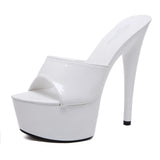 Zingj Patent Leather Drag Heels With Sexy Black Waterproof Platform Hate Day High Heel Sandals Female