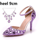 Tuxedo Diamond Wedding Shoes 9 Fine Heel Pointed Sandals Luxury Water Drill Wedding Shoes