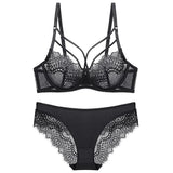 New Plus Size Lace Bra Set Push Up Bras and Panty Set Classic Bandage Underwire Lingerie Set Ultrathin Gathered