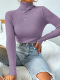 Turtleneck Ribbed Knit Sweater- Outfit