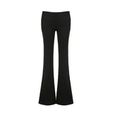 Fashion Trend Pure Color Spicy Girls Low Waist Hip Base Wide Leg Leisure Trumpet Trousers 2024 New