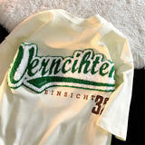 New Loose Tshirt Letter Womens Tops Flocking Embroidery High Quality Y2k Aesthetic Short Sleeved T Shirt Womens Y2k
